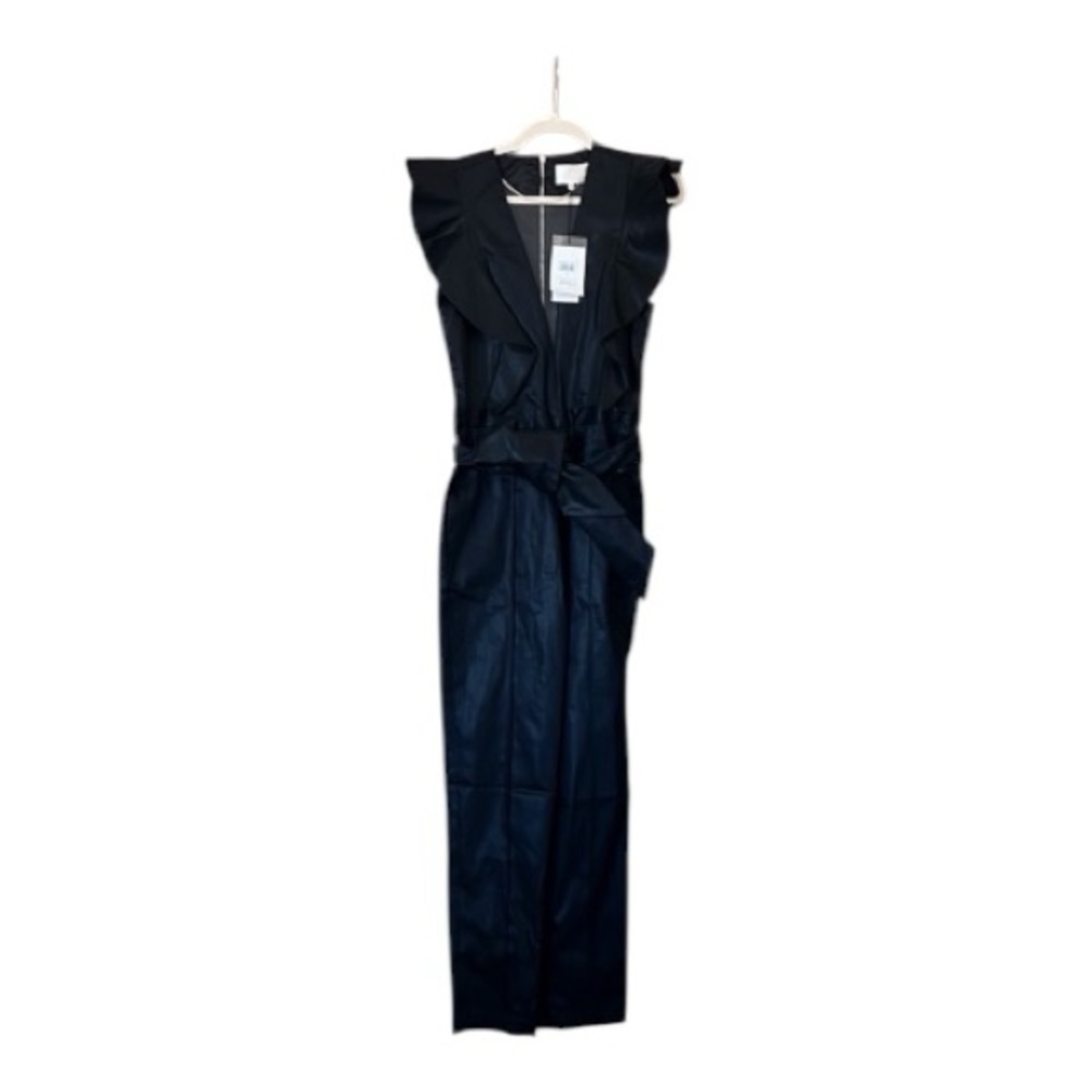Stunning 7 For All Mankind Coated Denim Ruffle Jumpsuit NWT - Picture 7 of 8